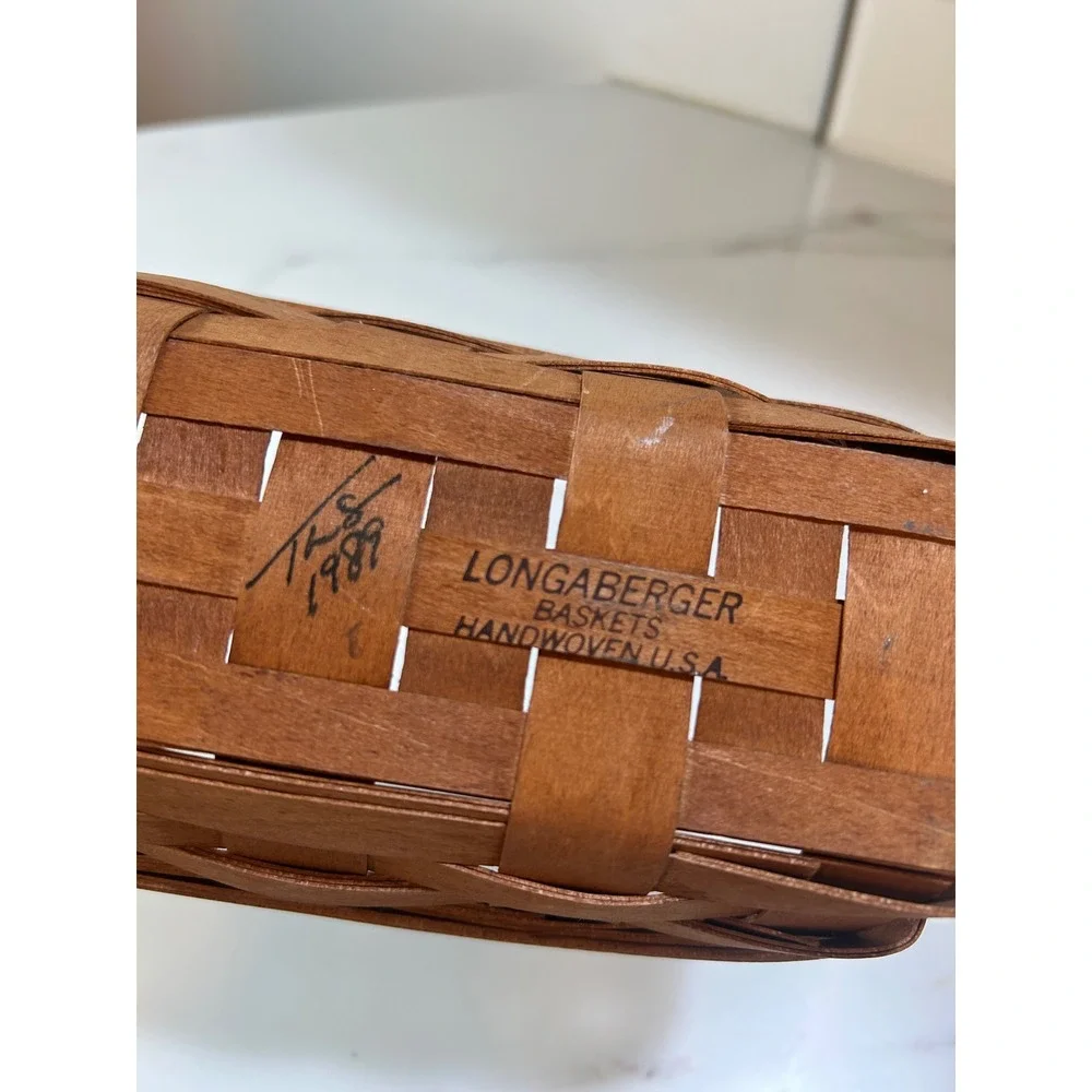 Longaberger 1989 Handwoven Rectangular Basket‎ Small Wood Woven USA Vintage